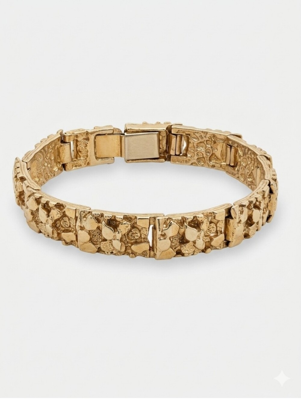 Gold Tone Nugget Link Bracelet - 7.5 Inches